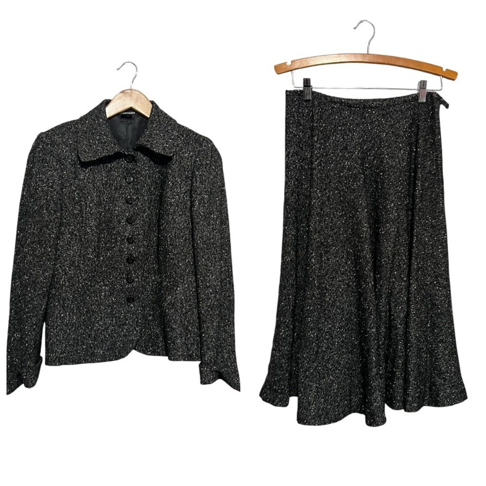 Ellen Tracy Black Tweed Skirt Set Size 4/6 Office Business Work